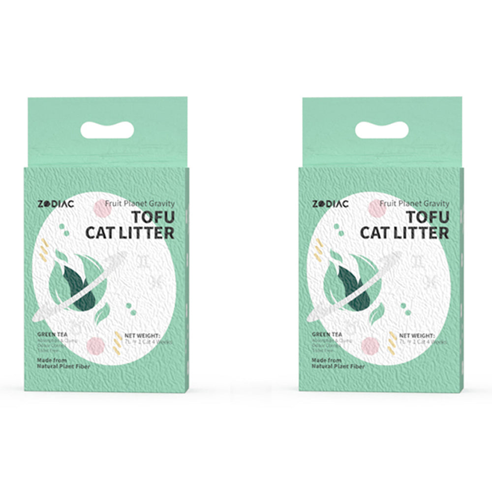 Zodiac 7L/2.5kg Fruity Tofu Soy Pulp Pet Cat Litter Absorbent/Clump Green Tea (2 Pack)