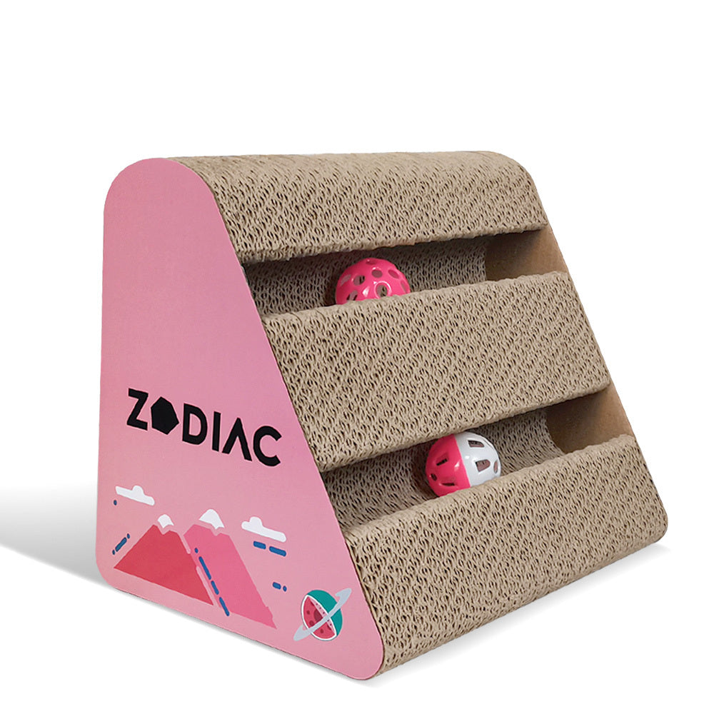 Zodiac Watermelon 28x17cm Triangle Pet Cat Scratcher w/ Ball Interactive Fun Toy