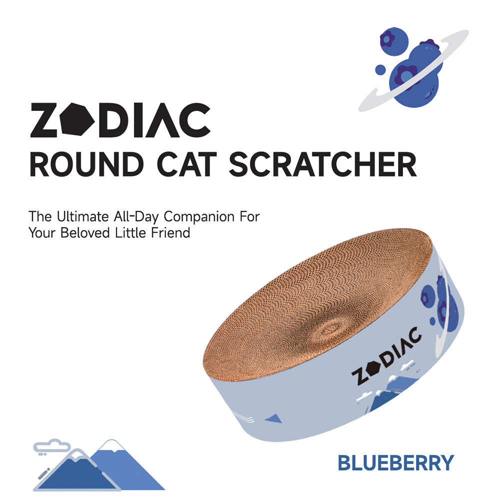 Zodiac 40x10cm Blueberry Pet Cat Scratcher Round Scratching Cardboard Bed Blue — image 2
