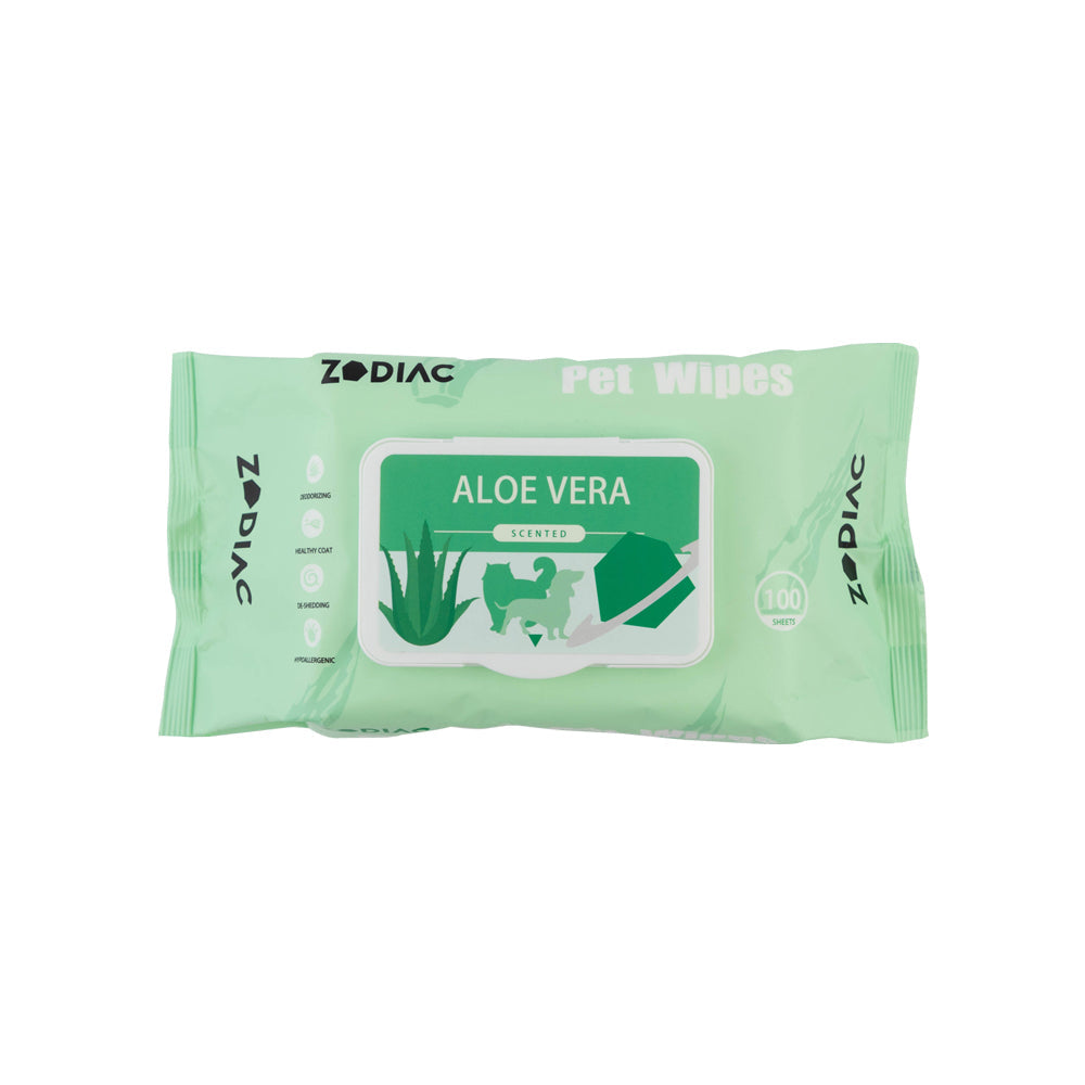 Zodiac Aloe Vera Scented Grooming/Cleaning Pet Dog/Cat Antibacterial Wipes (100 Pieces)
