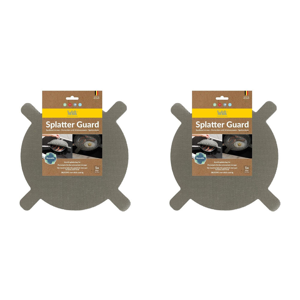 Nostik Silicone+Fibreglass Splatter Guard Liner Non-Stick Cover Grey 32cm (2 Pack)