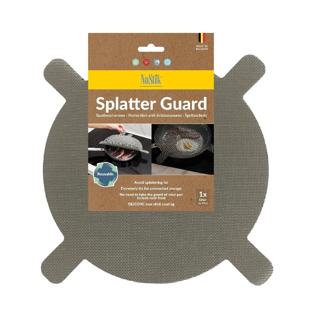 Nostik Silicone+Fibreglass Splatter Guard Liner Non-Stick Cover Grey 32cm (2 Pack) — image 2