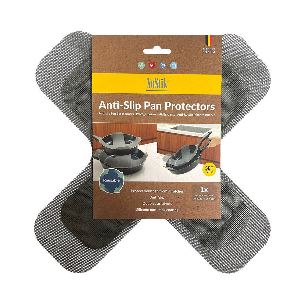 Nostik Reusable Silicone Fibreglass Anti-Slip Pan Protectors 26/30/38cm (3 Pieces)