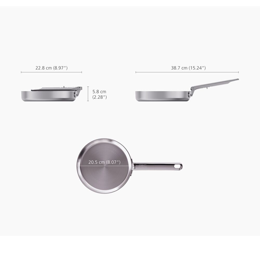 Joseph Joseph Space Saving 20cm Frying Pan With Foldable Handle Stainless Steel — image 8