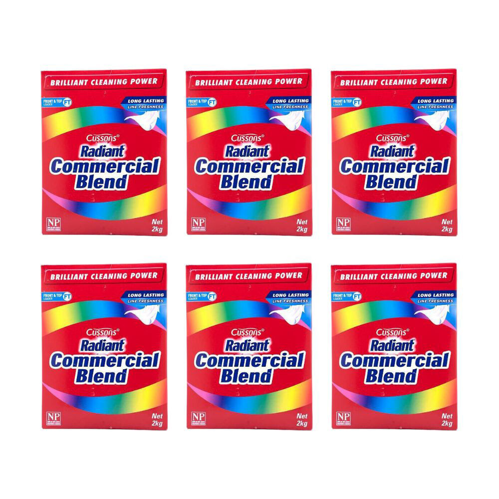 Cussons Radiant Commercial Blend Front/Top Loader Powder 2kg Clean Fresh (6 Pack)