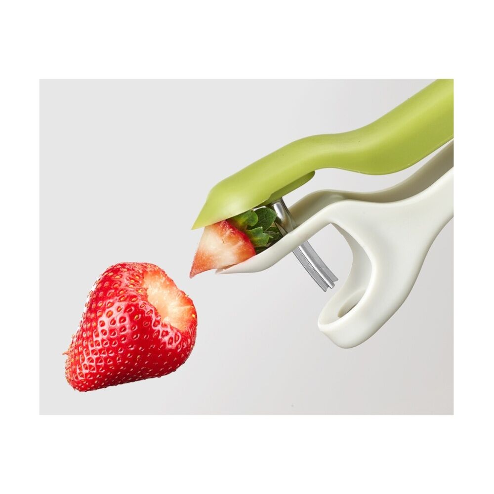 Joseph Joseph Tweezy 2-in-1 Pitter and Huller Kitchen Utensil Stone/Green (2 Pack) — image 6