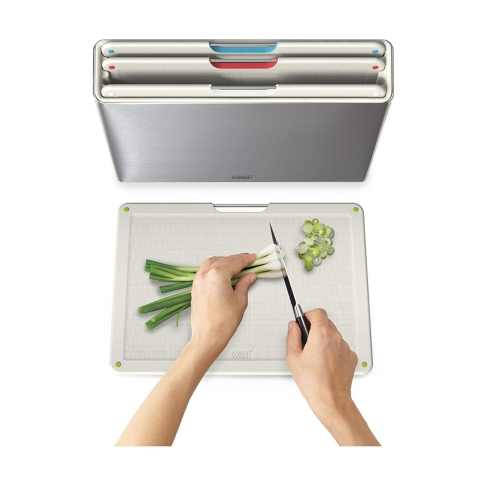 Joseph Joseph Folio Chopping Board Set With Stainless Steel Organiser Stone (4 Pieces) — image 3