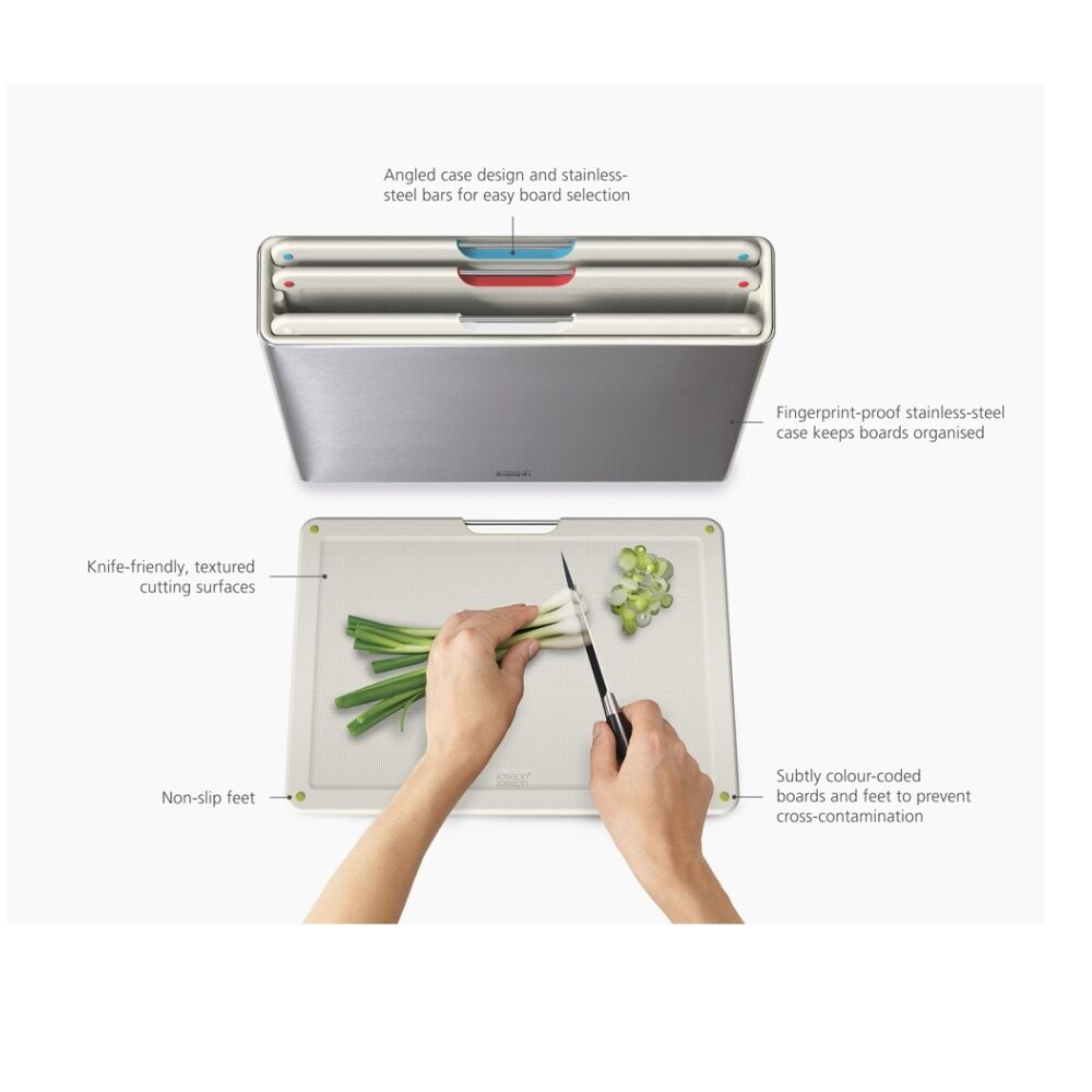 Joseph Joseph Folio Chopping Board Set With Stainless Steel Organiser Stone (4 Pieces) — image 6