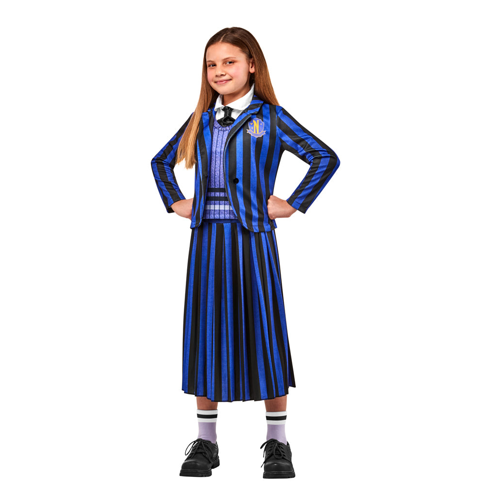 Wednesday Nevermore Blue Academy Uniform Net Costume Party Dress-Up