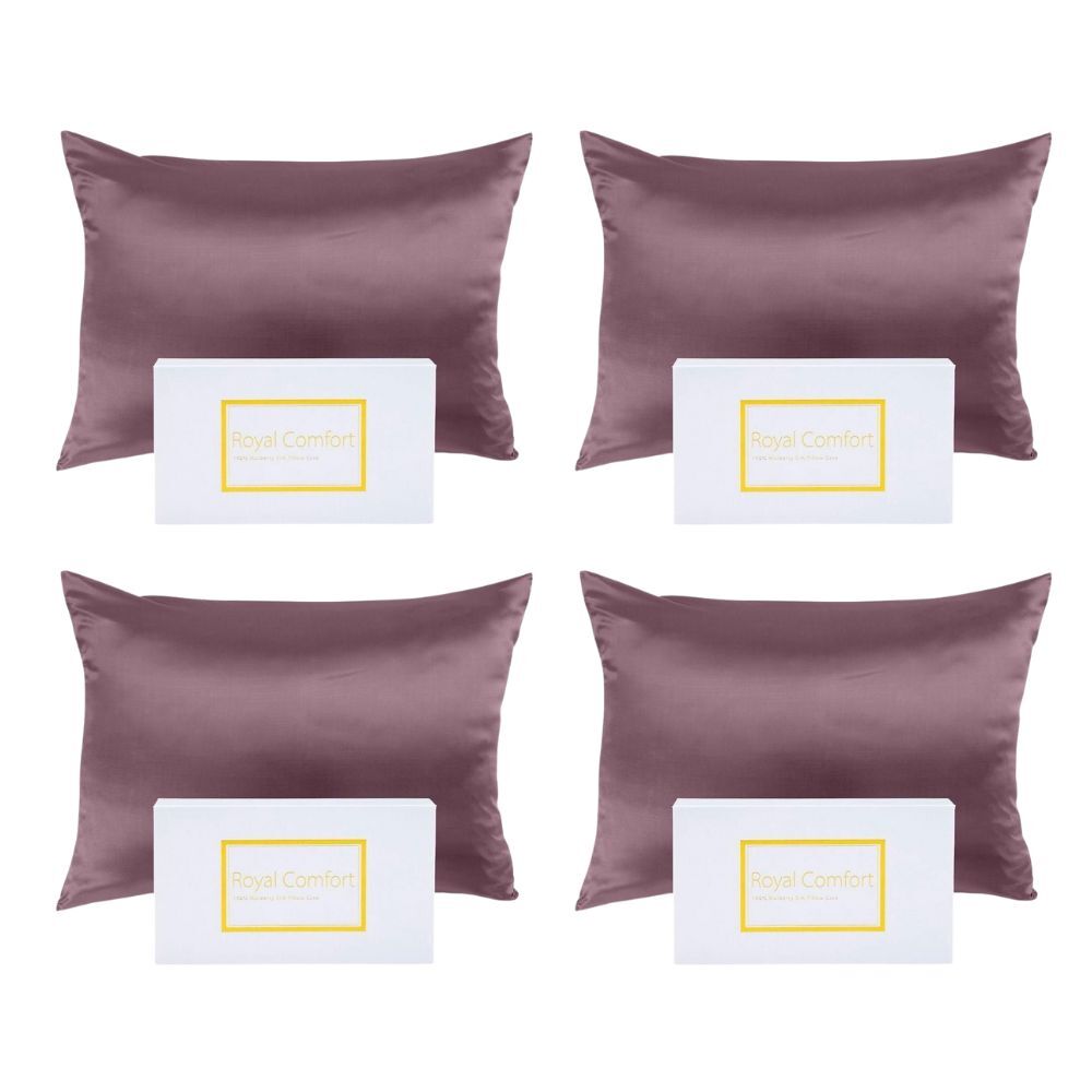 Royal Comfort Pure Silk Pillowcase Single Pack 51x76cm - Champagne Pink (4 Pack)
