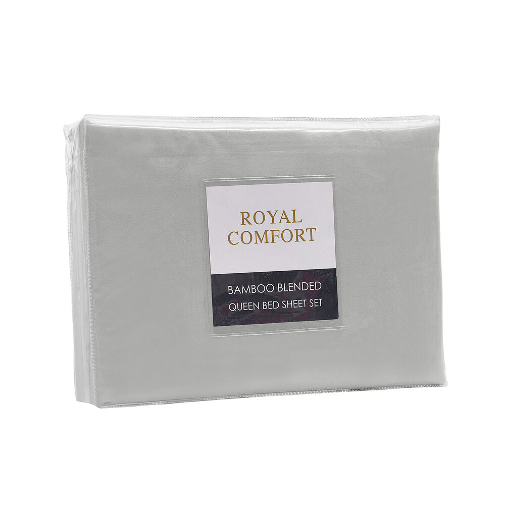 Royal Comfort Sheet Set/2x Pillowcases Blended Bamboo Light Grey — image 2