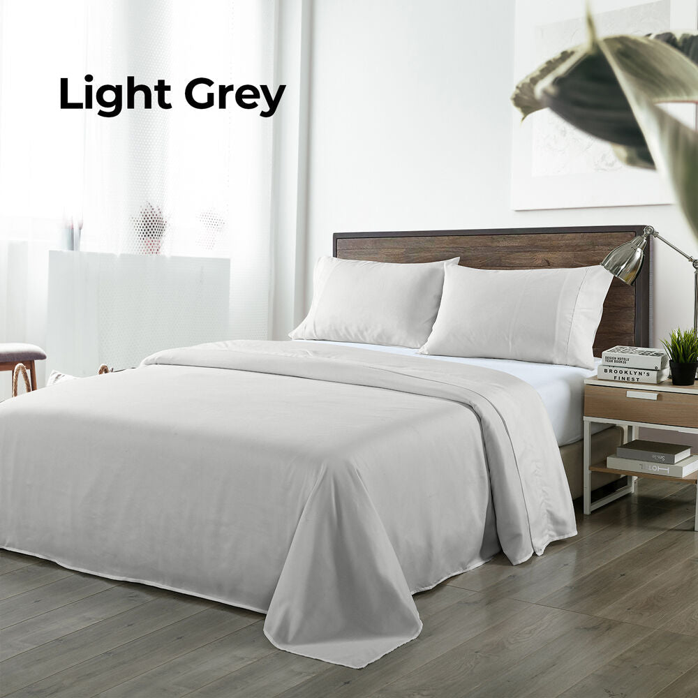 Royal Comfort Sheet Set/2x Pillowcases Blended Bamboo Light Grey — image 6
