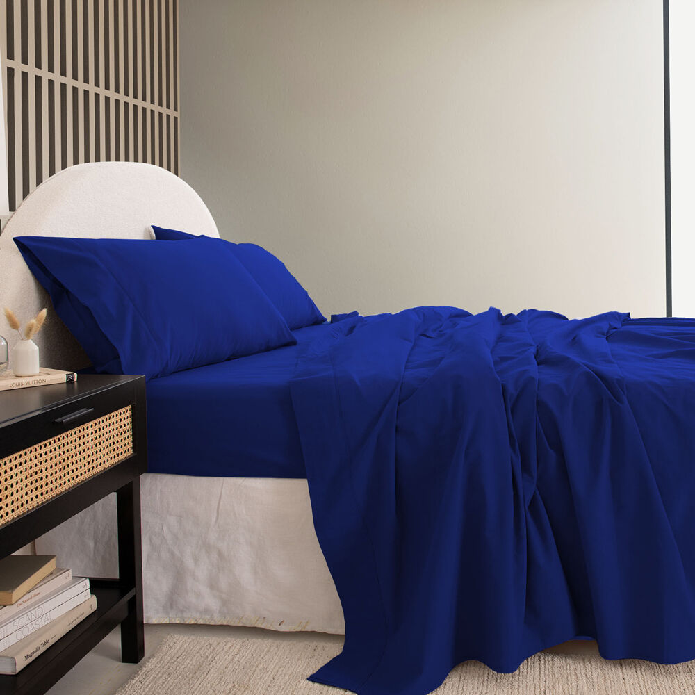 Royal Comfort Cotton Bed Sheet Washed Royal Blue — image 4