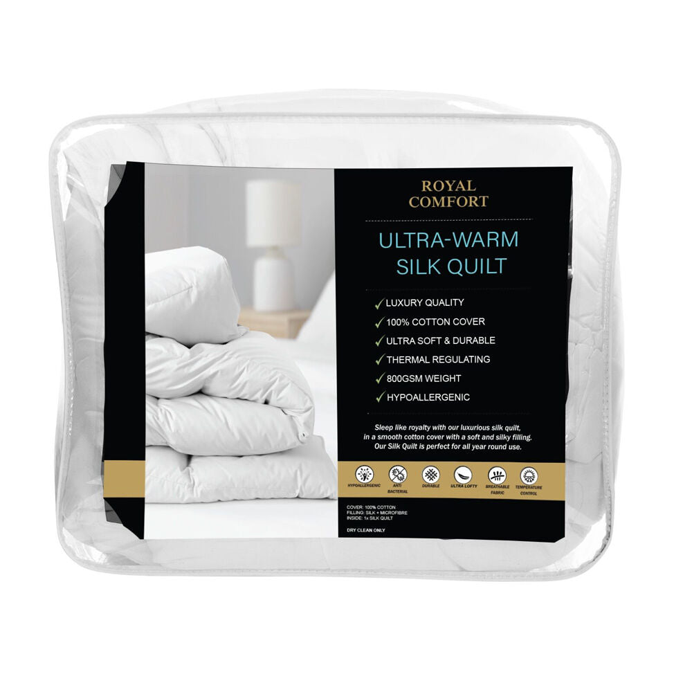 Royal Comfort Ultra Warm Silk Quilt 800GSM - White — image 7