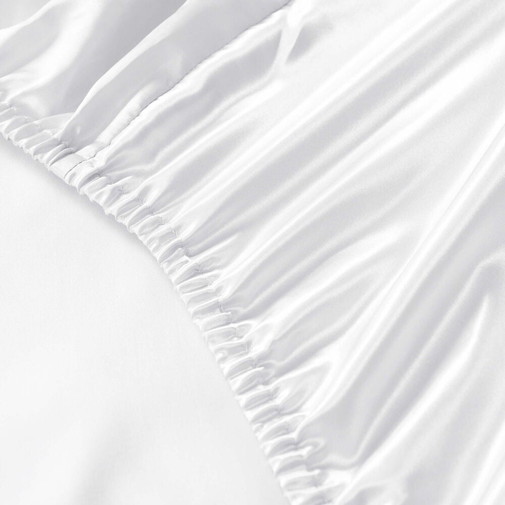 Royal Comfort Satin Sheet Set w/2x Pillowcase White (3 Pieces) — image 7