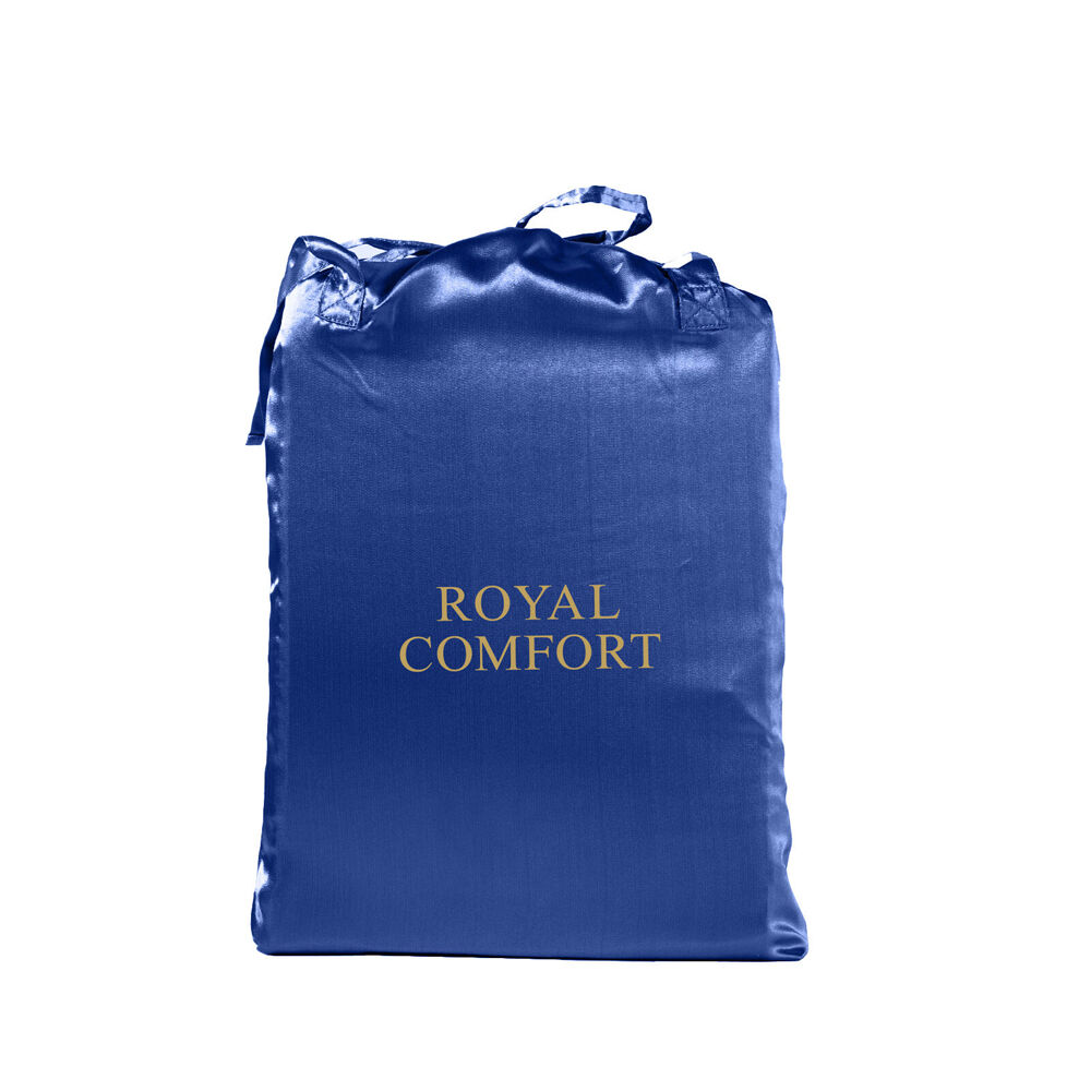 Royal Comfort Satin Sheet Set w/2x Pillowcases Navy Blue (4 Pieces) — image 2
