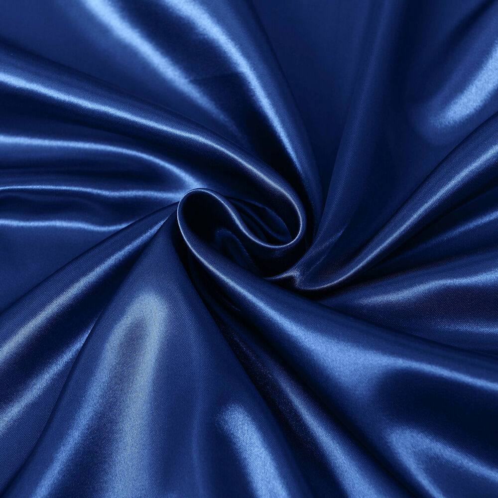 Royal Comfort Satin Sheet Set w/2x Pillowcases Navy Blue (4 Pieces) — image 8