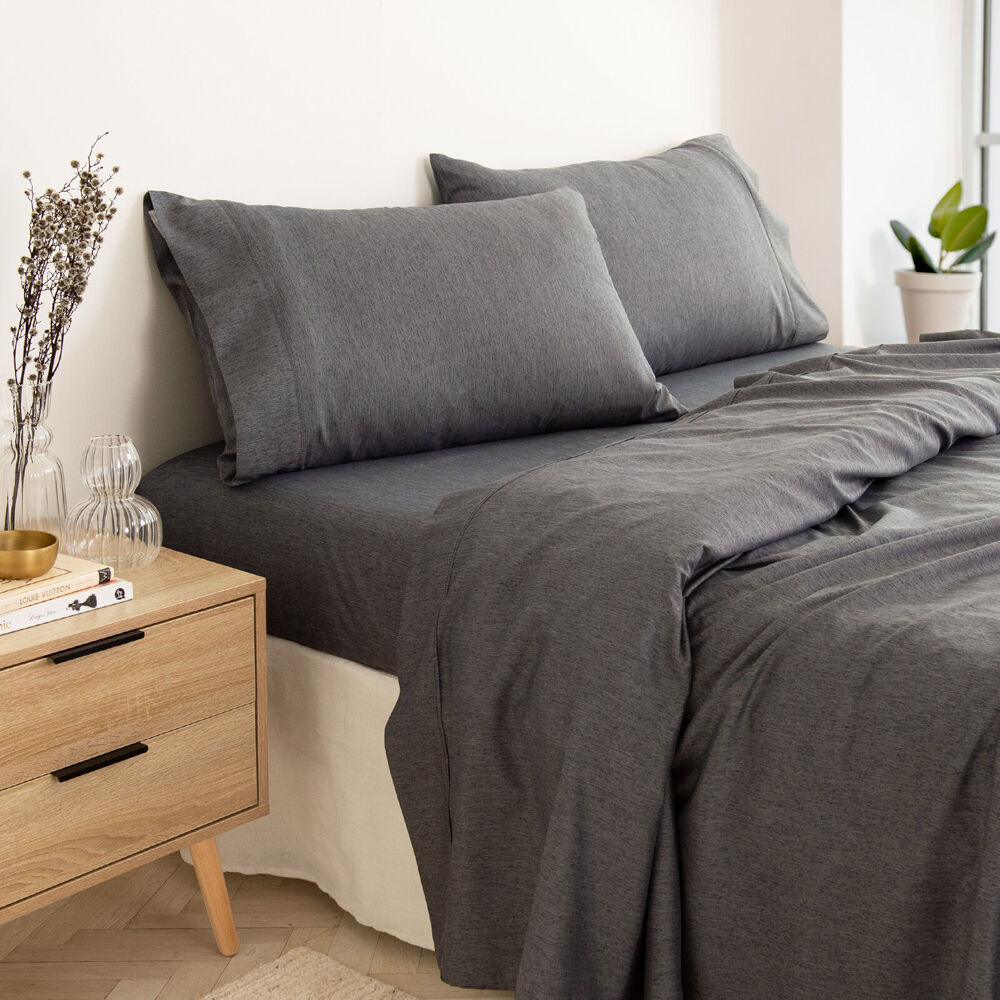 Royal Comfort Sheet Set/2x Pillowcases Bamboo Cooling 3000TC Charcoal — image 4