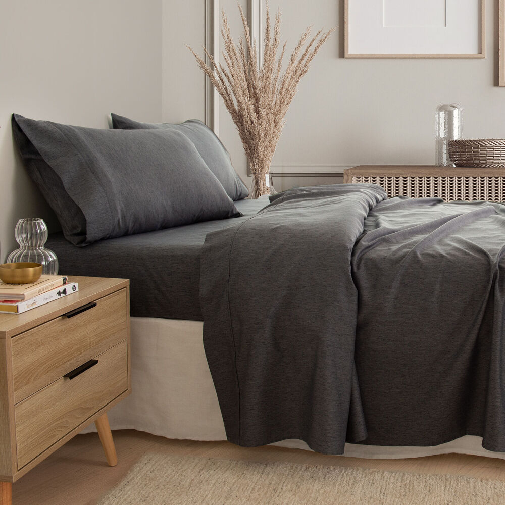Royal Comfort Sheet Set/2x Pillowcases Bamboo Cooling 3000TC Charcoal — image 3