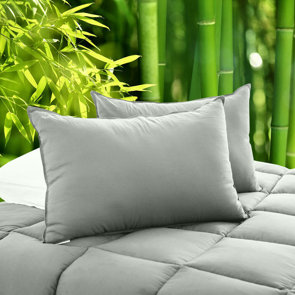 Royal Comfort 2pc Royal Comfort Bamboo Charcoal Bedding Pillow Soft Cushion 50x75cm Grey (2 Pack) — image 9