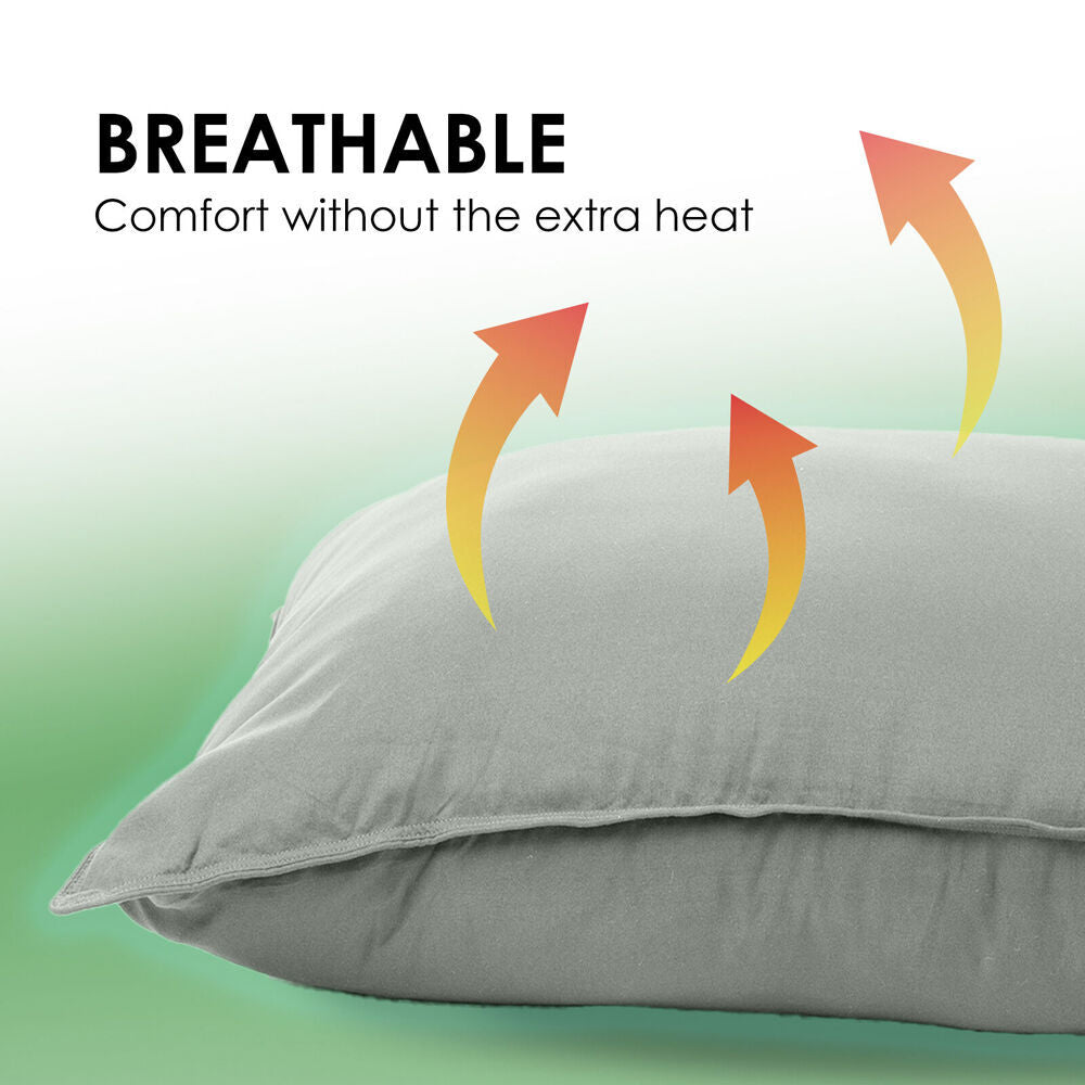 Royal Comfort 2pc Royal Comfort Bamboo Charcoal Bedding Pillow Soft Cushion 50x75cm Grey (4 Pack) — image 5