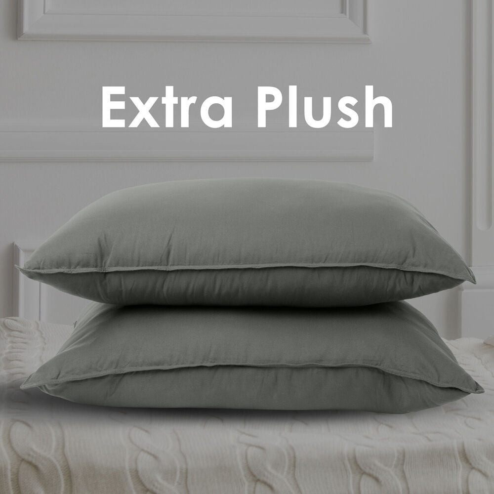 Royal Comfort 2pc Royal Comfort Bamboo Charcoal Bedding Pillow Soft Cushion 50x75cm Grey (4 Pack) — image 7