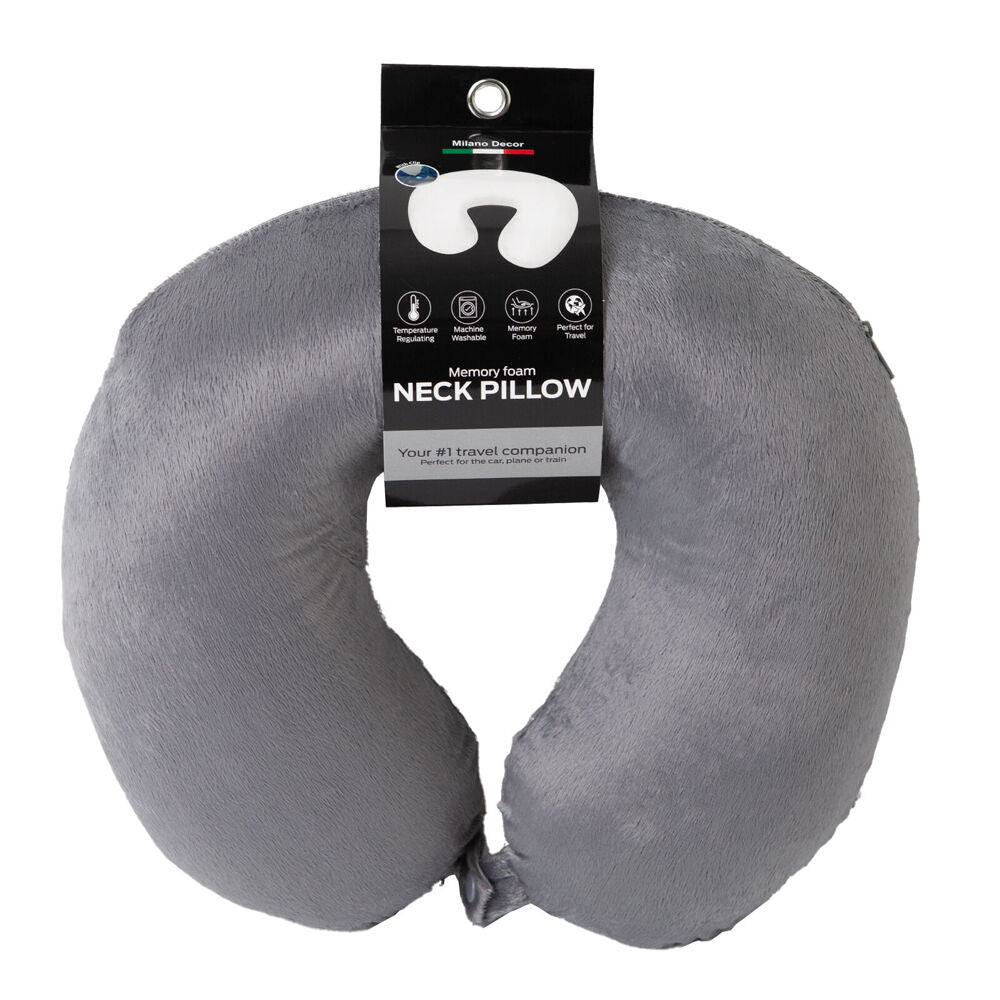 Milano Decor 30x30cm Grey Polyester Memory Foam Travel Neck Support Pillow (2 Pack) — image 2