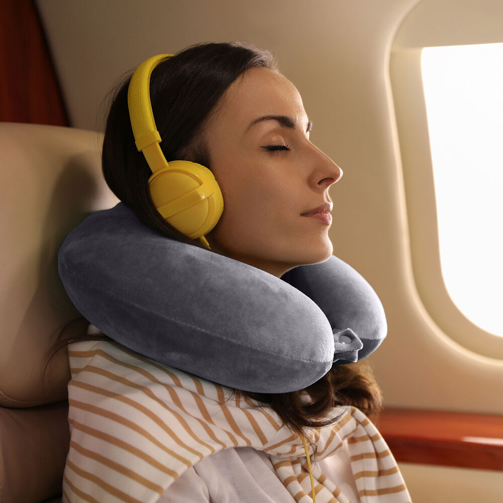 Milano Decor 30x30cm Grey Polyester Memory Foam Travel Neck Support Pillow (4 Pack) — image 3