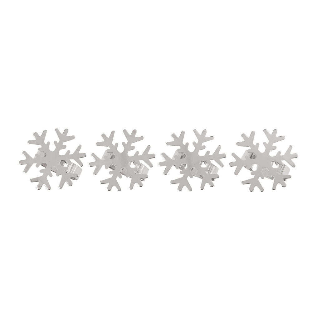Bread and Butter 4pc Bread and Butter Steel Snow Flake Napkin Serviette Holder Rings Silver (2 Pack) — image 2