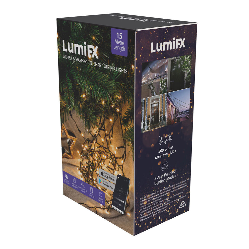 Lumifx 300 Bulb LED Wifi Smart String Lights Indoor/Outdoor 15m Warm White (2 Pack) — image 2