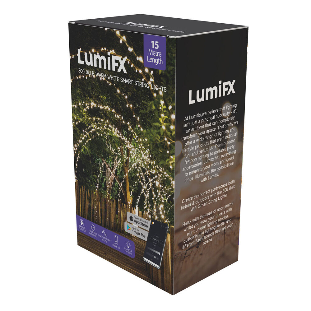 Lumifx 300 Bulb LED Wifi Smart String Lights Indoor/Outdoor 15m Warm White (2 Pack) — image 3