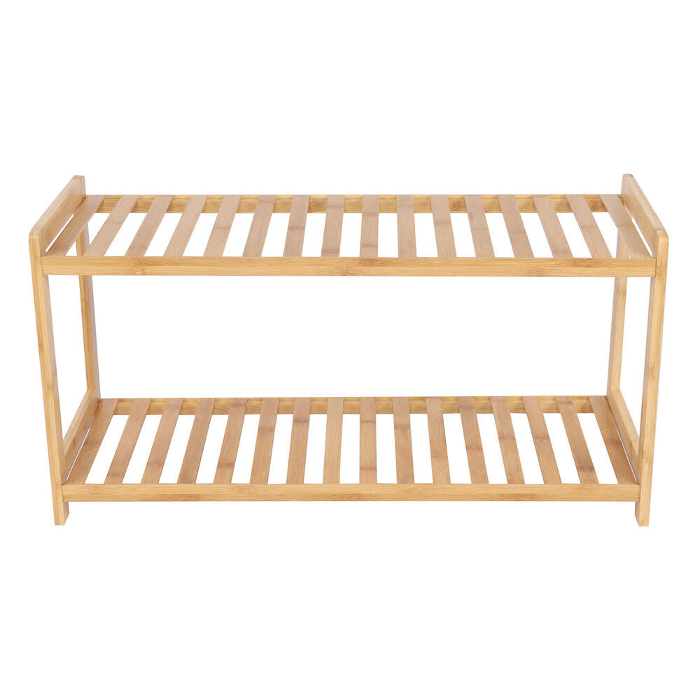 Casa Decor 2 Tier Bamboo Compact Shoe Storage Organiser Stool 69.8x36cm Oak (2 Pack) — image 7