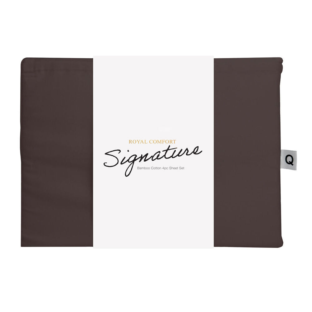 Royal Comfort Signature Bamboo Cotton Bed Sheet Set Espresso (4 Pieces) — image 2