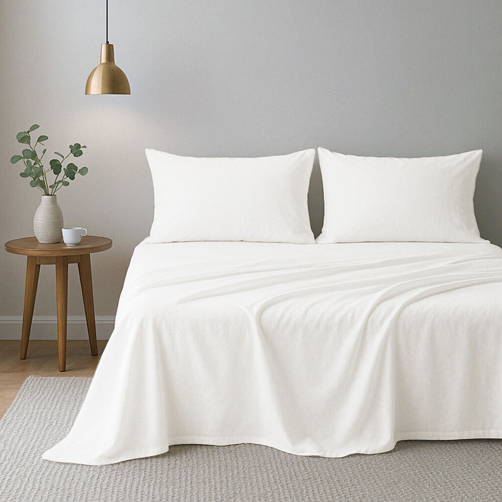 Royal Comfort Opulence Washed Microfibre Bed Sheet Set White (3 Pieces)