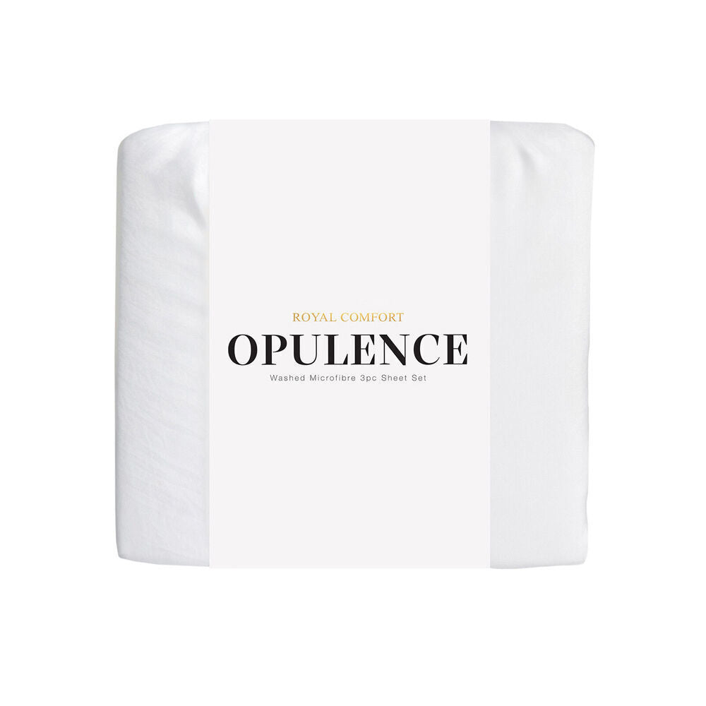 Royal Comfort Opulence Washed Microfibre Bed Sheet Set White (4 Pieces) — image 2
