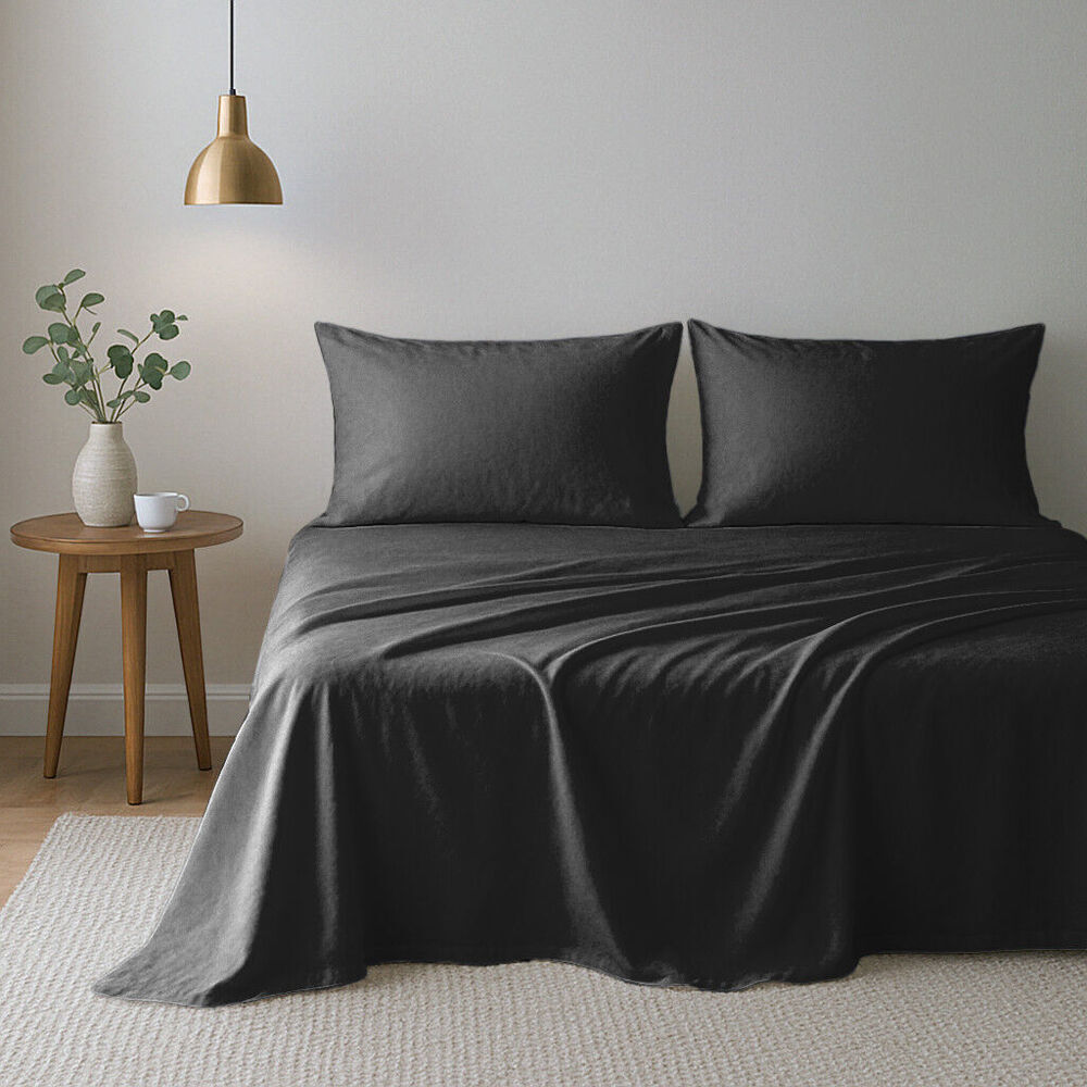 Royal Comfort Opulence Washed Microfibre Bed Sheet Set Charcoal (4 Pieces)