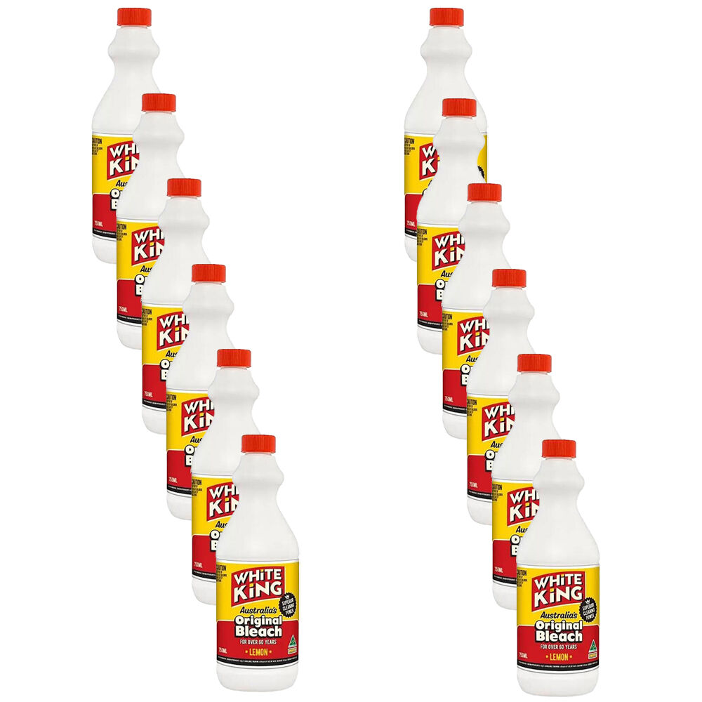 White King Retro Stain-Removing Laundry Cleaning Bleach Original 750ml (12 Pack)
