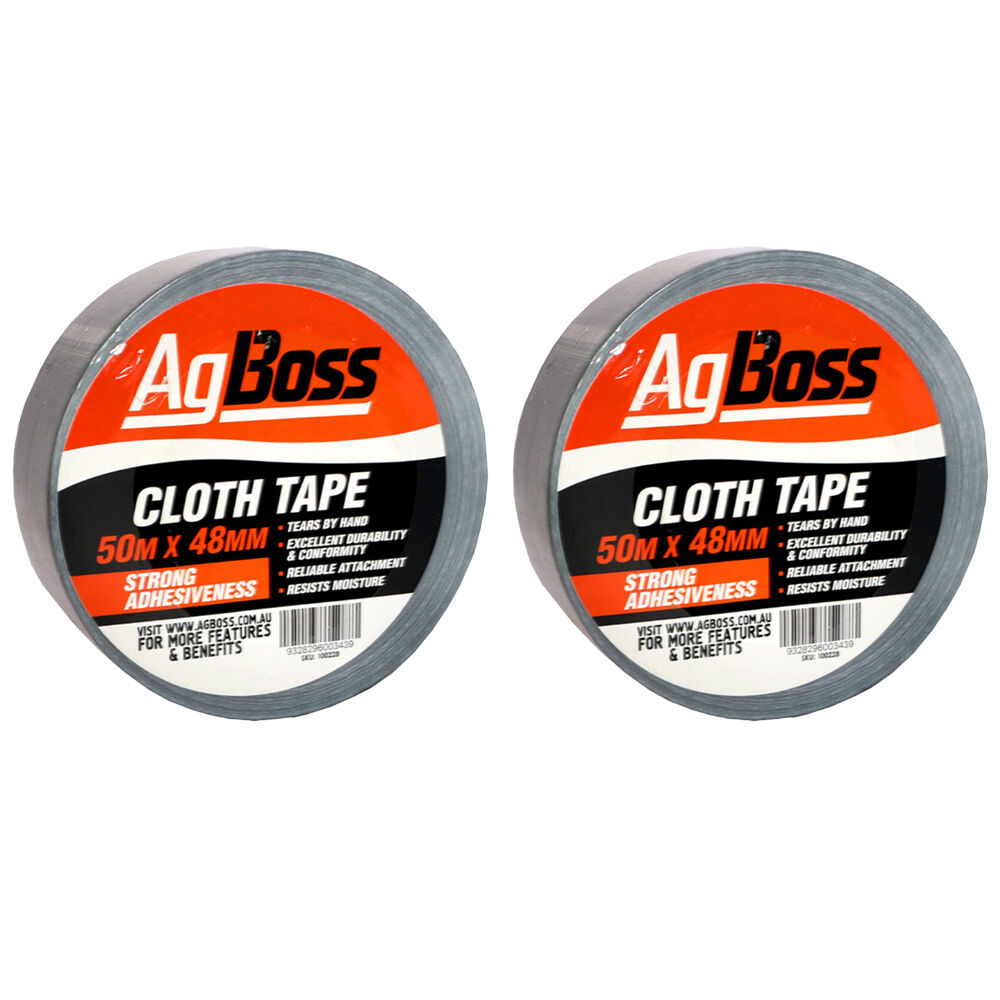 Agboss Durable Multi Purpose PVC Black Cloth Tape 48mm x 50m (2 Pack)
