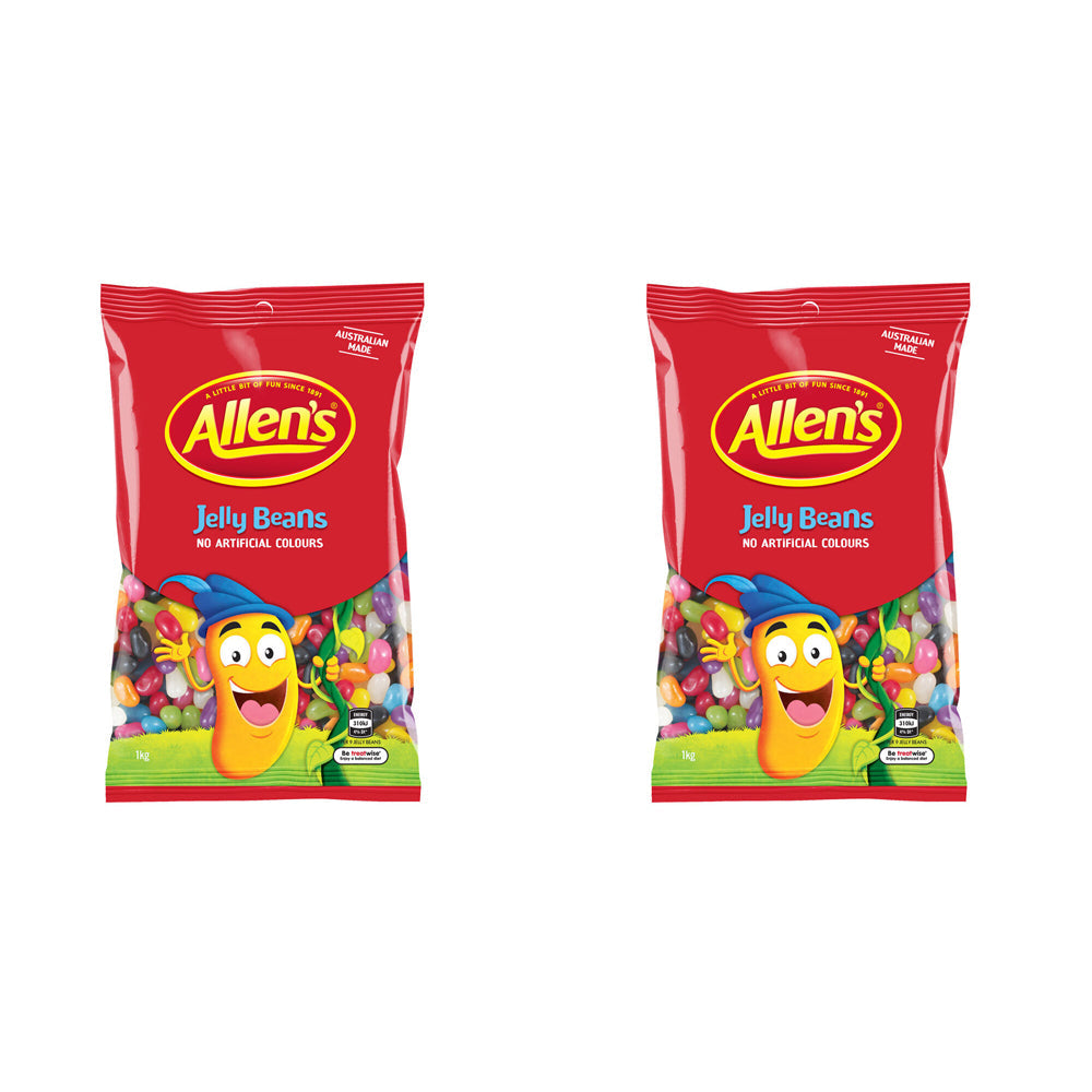 Allen's 1kg Assorted Fruit Orange/Apple Soft Jelly Beans Confectionery (2 Pack)
