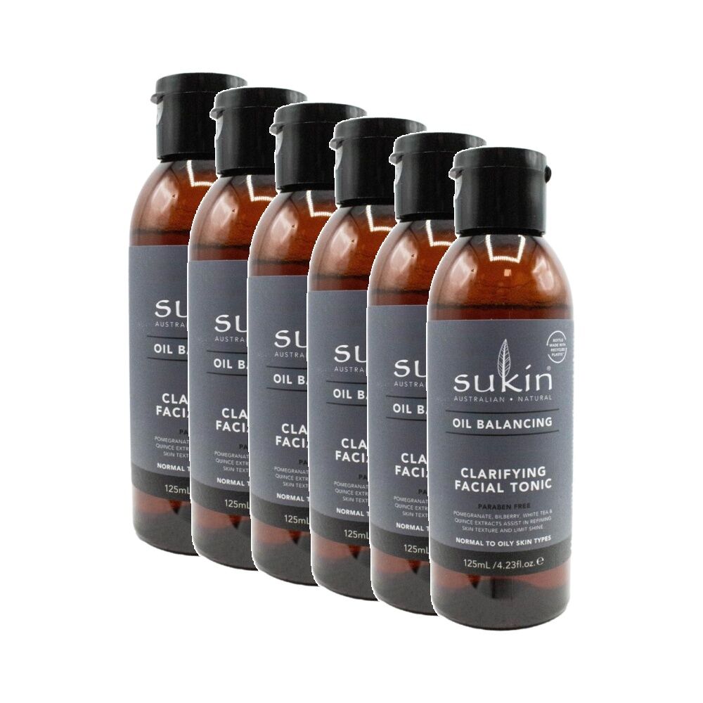 Sukin Oil Balancing Clarifying Facial Tonic Paraben Free Skincare 125ml (6 Pack)