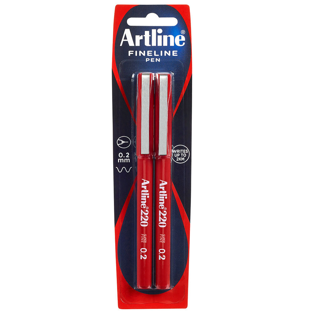 Artline Fineline 220 Super Fine 0.2mm Line Width Work/School Writing Pen Red (6 Pieces) — image 2