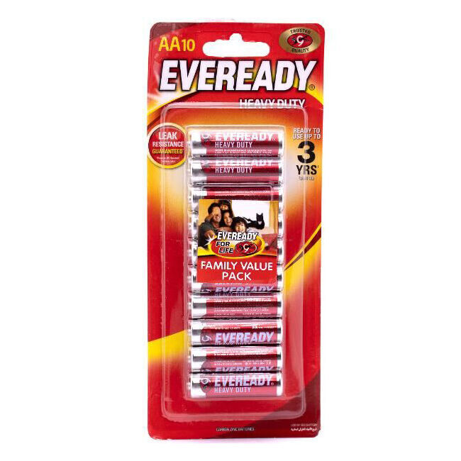 Eveready 10pc Eveready AA Heavy Duty Zinc-Carbon Battery Single Use For Most Devices (5 Pack) — image 2