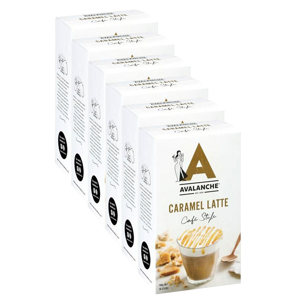 Avalanche 10pc Avalanche Caramel Latte Cafe Style Instant Coffee 160g Powdered Drink (6 Pack)