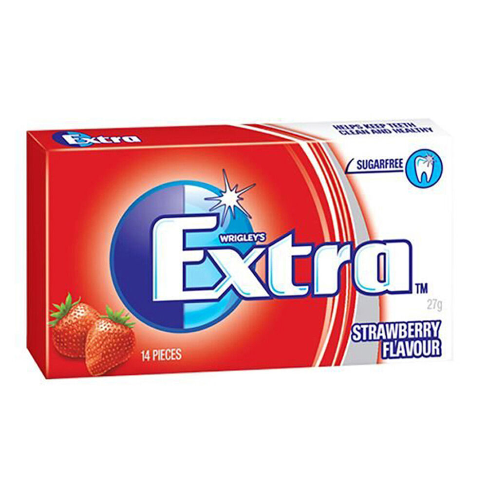 Wrigley's Extra Sugar-Free Chewing Breath Gum Packet 27g Strawberry (14 Pieces)