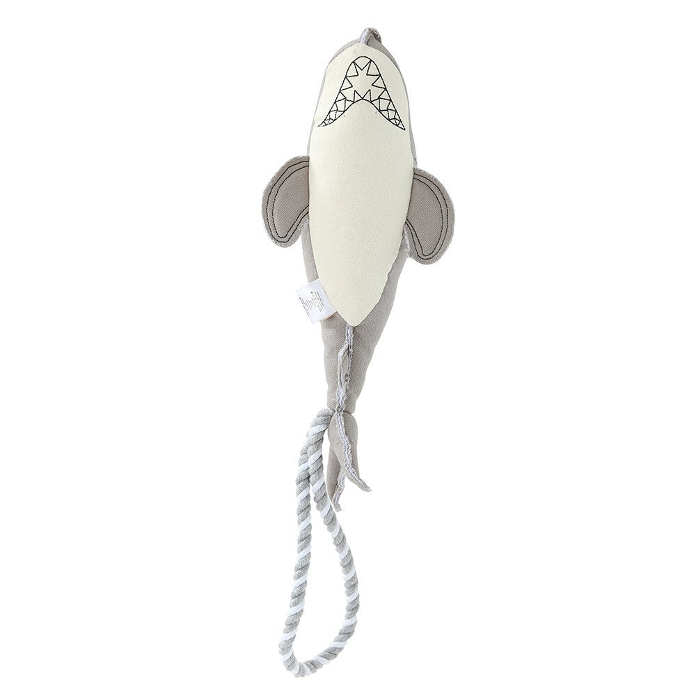 Paws and Claws Pet/Dog 60cm Savage Shark Canvas Rope Tugger Toy w/Squeaker Grey (2 Pack) — image 4