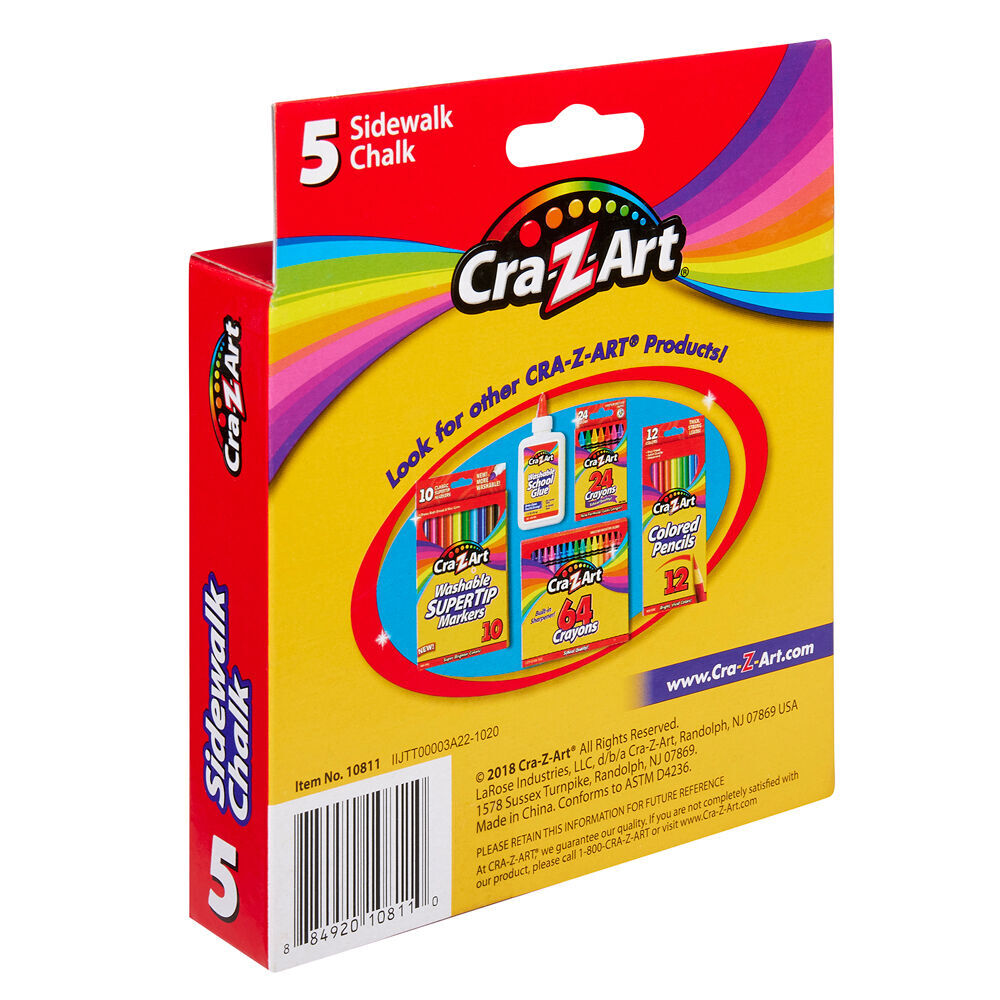 Cra-Z-Art 5pc Cra-Z-Art Stationery Washable Kids Sidewalk Chalk Pack 3y+ Multi Colours (12 Pack) — image 4