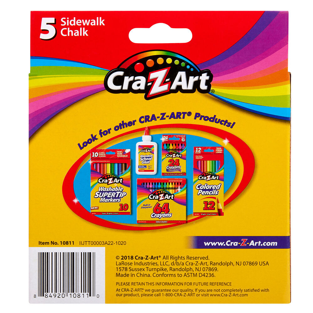 Cra-Z-Art 5pc Cra-Z-Art Stationery Washable Kids Sidewalk Chalk Pack 3y+ Multi Colours (12 Pack) — image 5