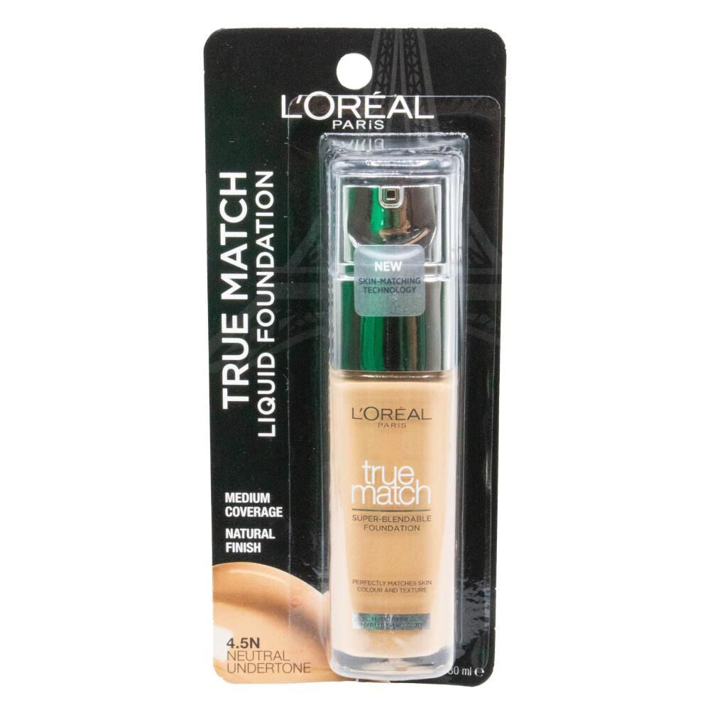 Loreal 4.5N Neutral Undertone True Match Liquid Foundation Makeup 30ml
