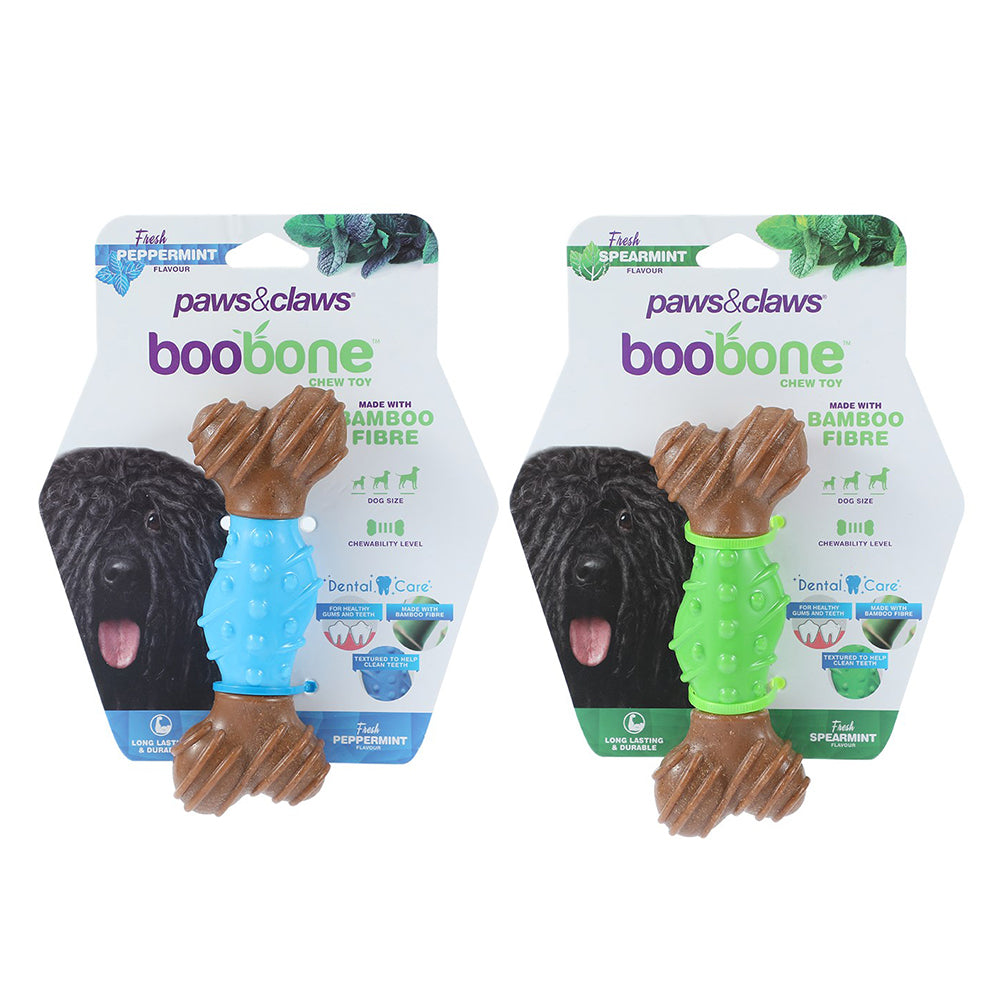 Paws and Claws BooBone Pets/Dogs Dental Bone Chew Toy Peppermin/Spearmint (2 Pieces)