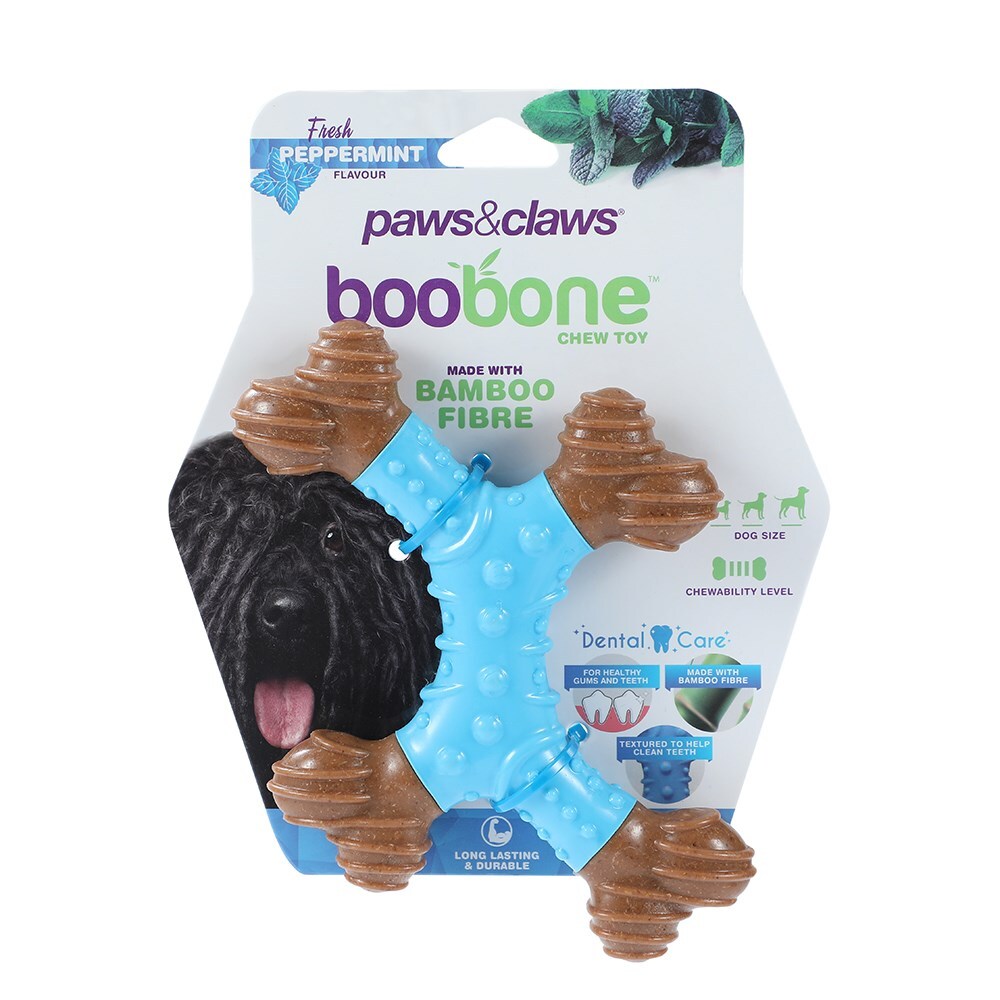 Paws and Claws BooBone 4 Way Dental Bone 16cm Dog Chew Toy Peppermint/Spearmint (2 Pack) — image 2